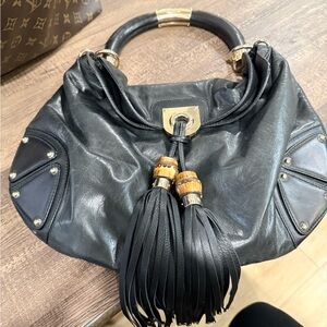 Gucci Black Leather Indy hobo bag